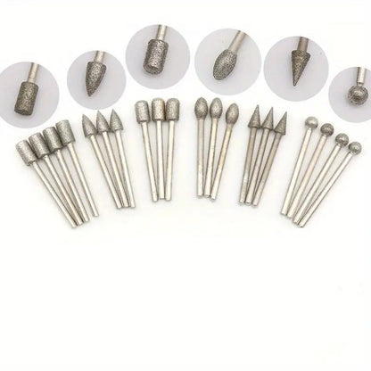 20PC Diamond Grinding Heads for Jade Carving and Sanding